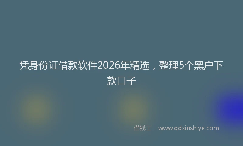 凭身份证借款软件2026年精选，整理5个黑户下款口子