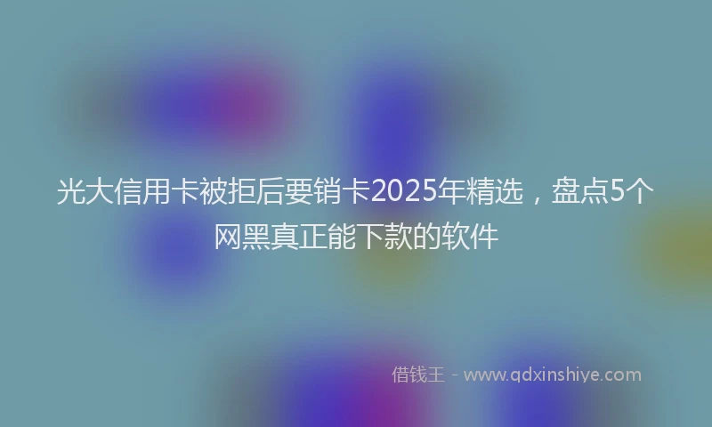 光大信用卡被拒后要销卡2025年精选,盘点5个网黑真正能下款的软件