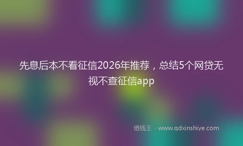 先息后本不看征信2026年推荐,总结5个网贷无视不查征信app