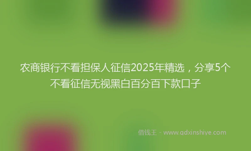 农商银行不看担保人征信2025年精选，分享5个不看征信无视黑白百分百下款口子