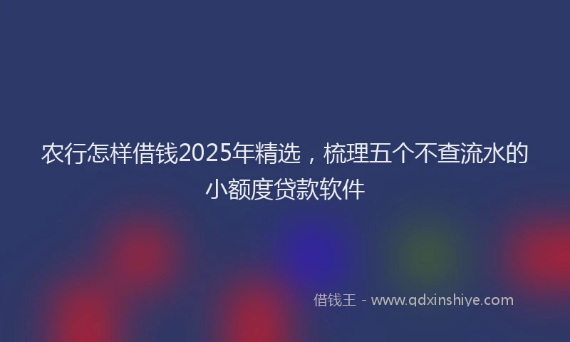 农行怎样借钱2025年精选，梳理五个不查流水的小额度贷款软件