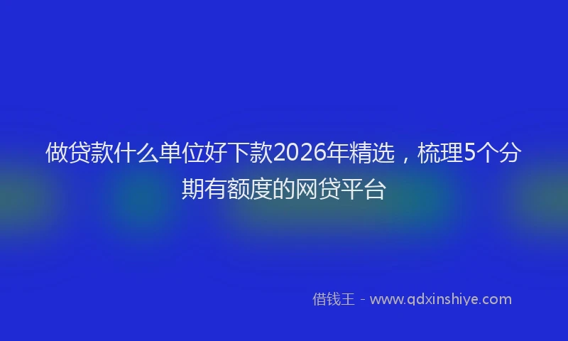 做贷款什么单位好下款2026年精选，梳理5个分期有额度的网贷平台