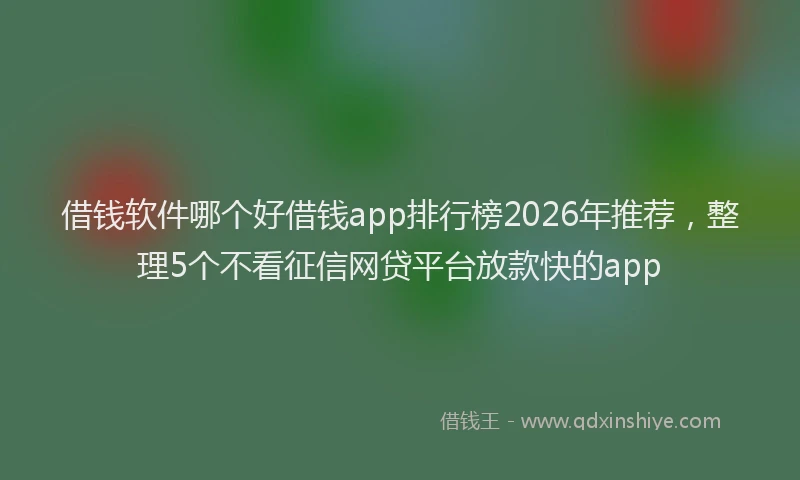 借钱软件哪个好借钱app排行榜2026年推荐,整理5个不看征信网贷平台放款快的app