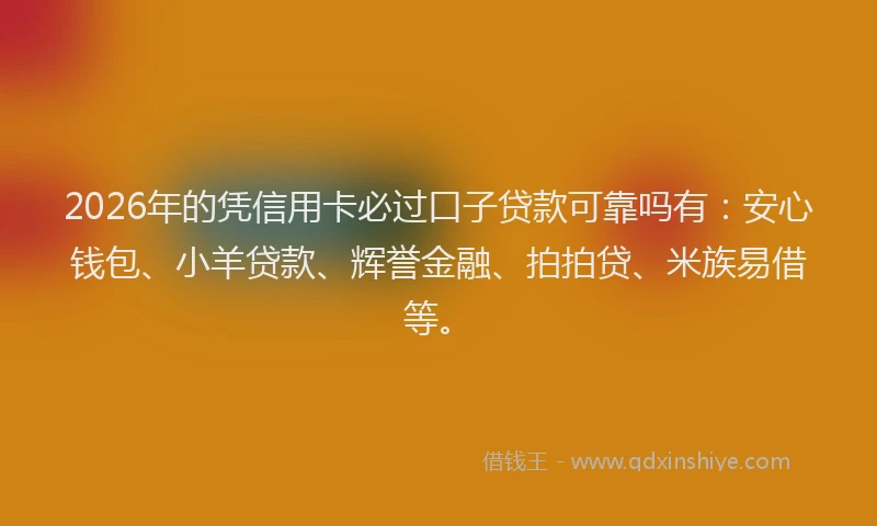 2026年的凭信用卡必过口子贷款可靠吗有：安心钱包、小羊贷款、辉誉金融、拍拍贷、米族易借等。