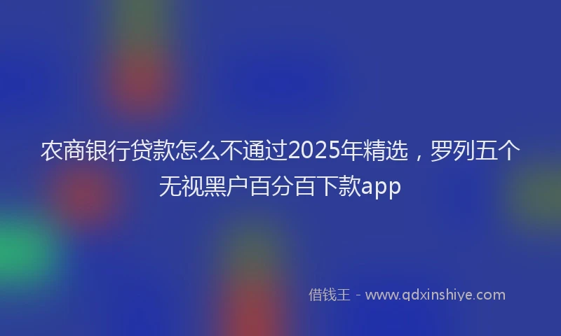 农商银行贷款怎么不通过2025年精选，罗列五个无视黑户百分百下款app