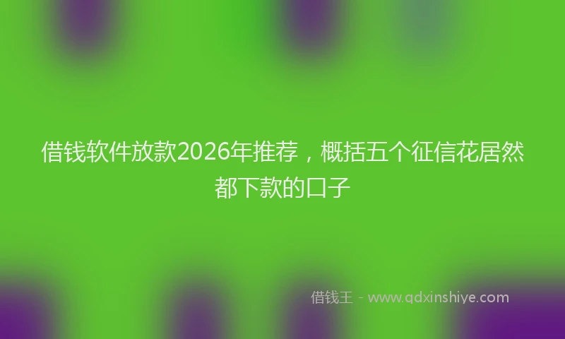 借钱软件放款2026年推荐，概括五个征信花居然都下款的口子
