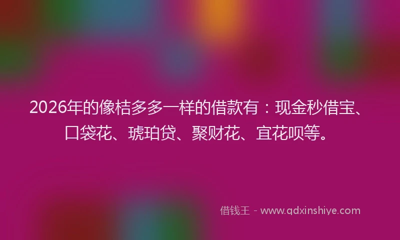 2026年的像桔多多一样的借款有：现金秒借宝、口袋花、琥珀贷、聚财花、宜花呗等。