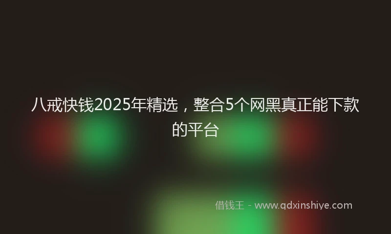 八戒快钱2025年精选，整合5个网黑真正能下款的平台