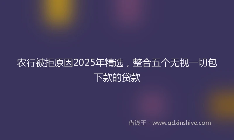 农行被拒原因2025年精选，整合五个无视一切包下款的贷款