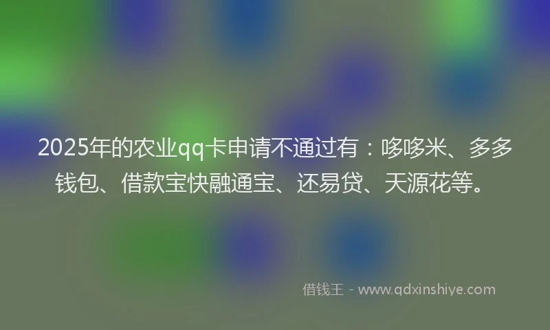 2025年的农业qq卡申请不通过有：哆哆米、多多钱包、借款宝快融通宝、还易贷、天源花等。
