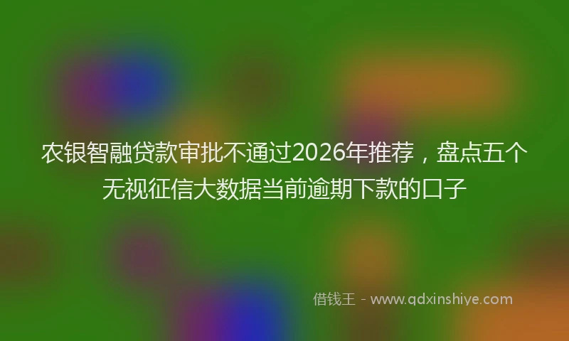 农银智融贷款审批不通过2026年推荐，盘点五个无视征信大数据当前逾期下款的口子
