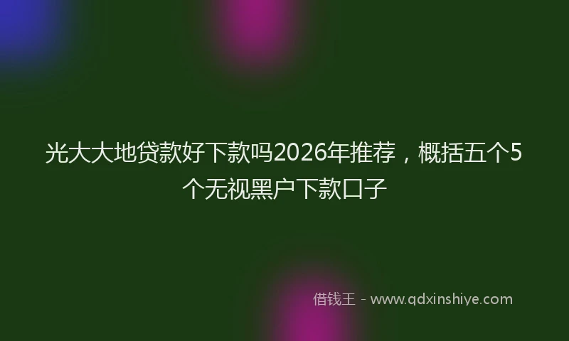 光大大地贷款好下款吗2026年推荐,概括五个5个无视黑户下款口子