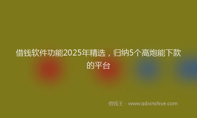 借钱软件功能2025年精选，归纳5个高炮能下款的平台