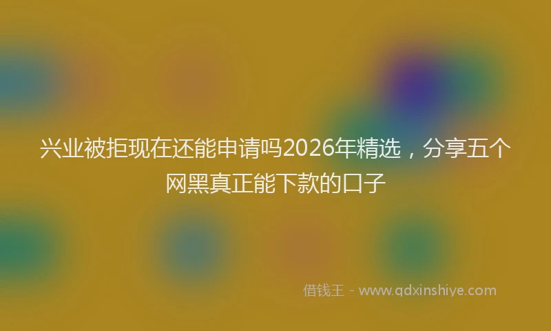 兴业被拒现在还能申请吗2026年精选，分享五个网黑真正能下款的口子