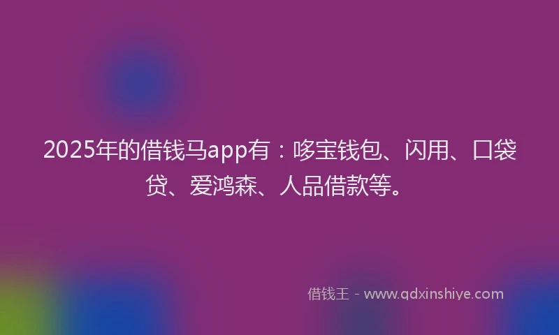 2025年的借钱马app有：哆宝钱包、闪用、口袋贷、爱鸿森、人品借款等。