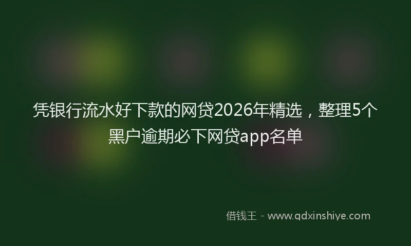凭银行流水好下款的网贷2026年精选,整理5个黑户逾期必下网贷app名单
