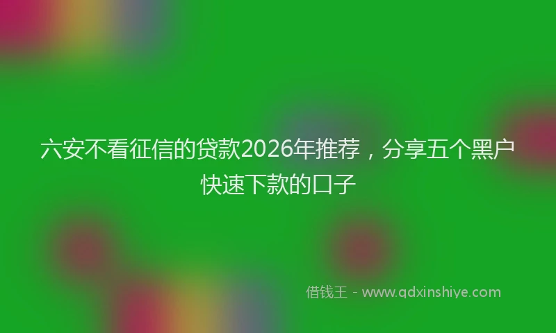 六安不看征信的贷款2026年推荐，分享五个黑户快速下款的口子