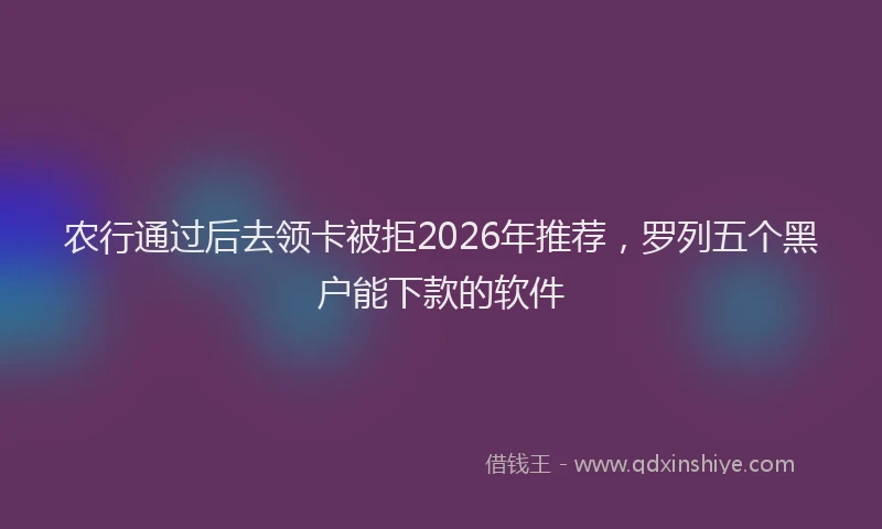 农行通过后去领卡被拒2026年推荐，罗列五个黑户能下款的软件