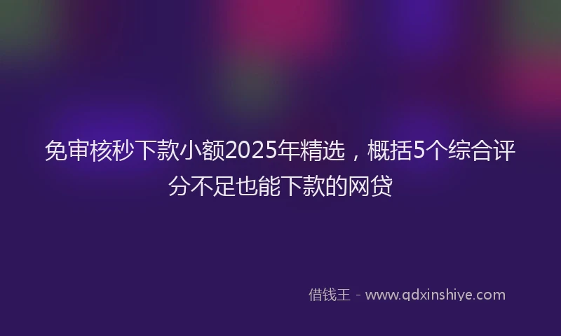 免审核秒下款小额2025年精选,概括5个综合评分不足也能下款的网贷