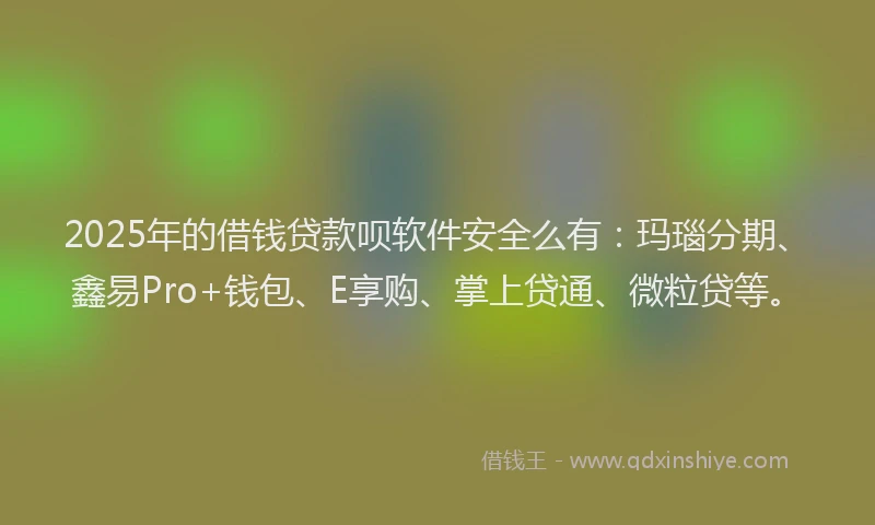 2025年的借钱贷款呗软件安全么有:玛瑙分期、鑫易Pro+钱包、E享购、掌上贷通、微粒贷等。