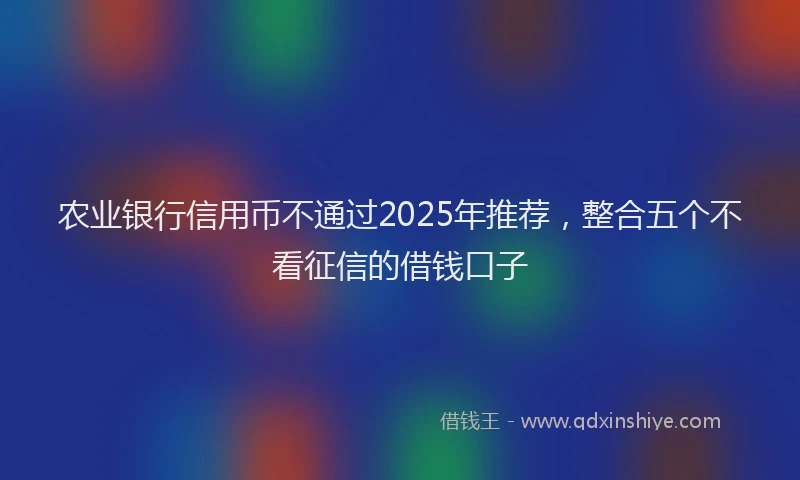 农业银行信用币不通过2025年推荐，整合五个不看征信的借钱口子