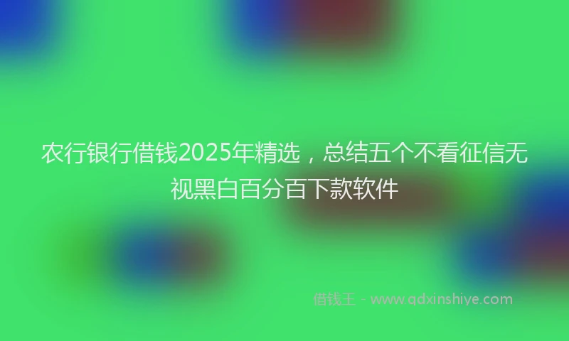 农行银行借钱2025年精选，总结五个不看征信无视黑白百分百下款软件