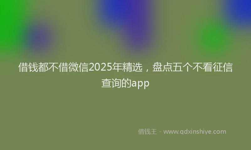 借钱都不借微信2025年精选,盘点五个不看征信查询的app