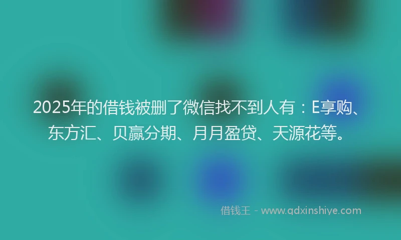 2025年的借钱被删了微信找不到人有：E享购、东方汇、贝赢分期、月月盈贷、天源花等。