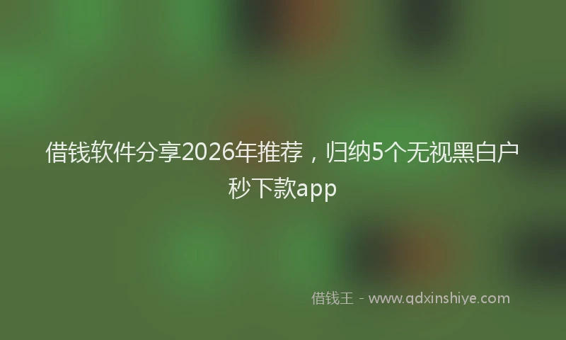 借钱软件分享2026年推荐,归纳5个无视黑白户秒下款app