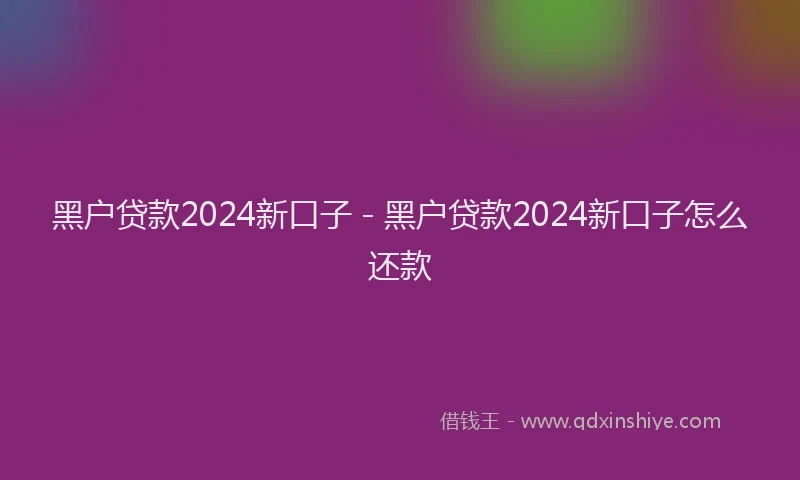 黑户贷款2024新口子 - 黑户贷款2024新口子怎么还款