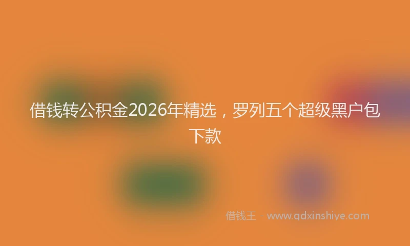 借钱转公积金2026年精选，罗列五个超级黑户包下款