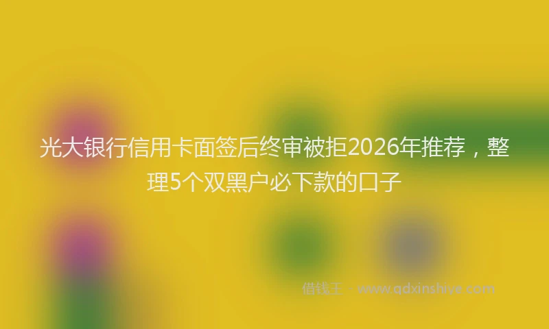 光大银行信用卡面签后终审被拒2026年推荐，整理5个双黑户必下款的口子