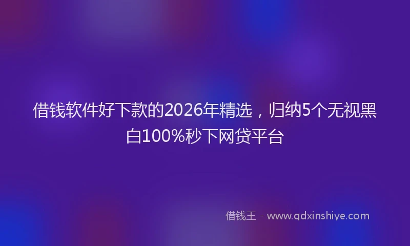 借钱软件好下款的2026年精选，归纳5个无视黑白100%秒下网贷平台