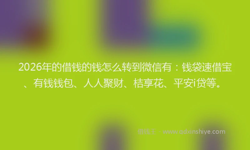 2026年的借钱的钱怎么转到微信有：钱袋速借宝、有钱钱包、人人聚财、桔享花、平安i贷等。