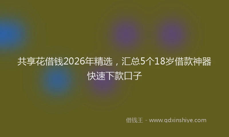 共享花借钱2026年精选,汇总5个18岁借款神器快速下款口子
