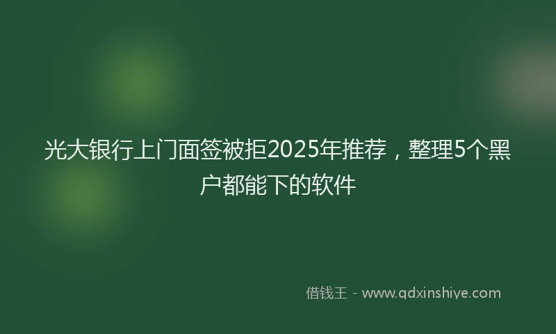 光大银行上门面签被拒2025年推荐，整理5个黑户都能下的软件