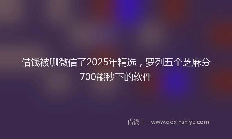 借钱被删微信了2025年精选，罗列五个芝麻分700能秒下的软件