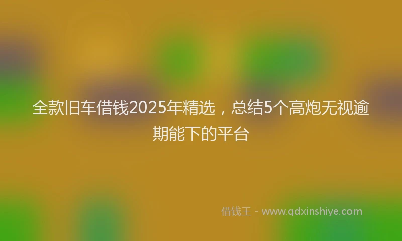 全款旧车借钱2025年精选,总结5个高炮无视逾期能下的平台