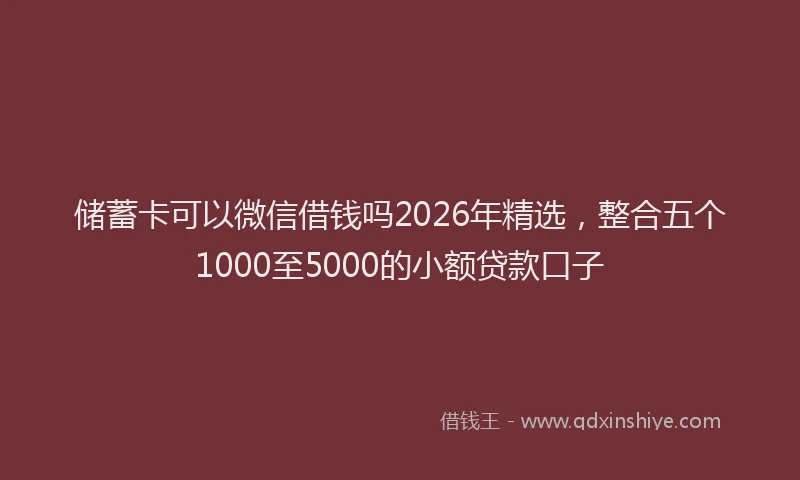 储蓄卡可以微信借钱吗2026年精选，整合五个1000至5000的小额贷款口子