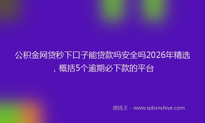 公积金网贷秒下口子能贷款吗安全吗2026年精选，概括5个逾期必下款的平台