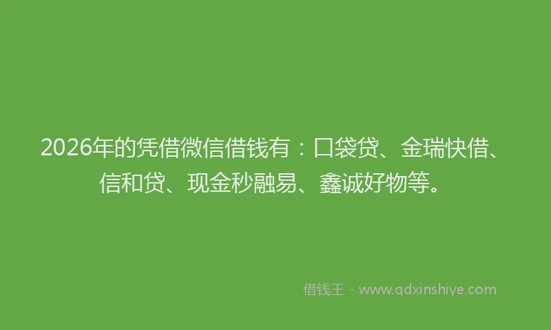 2026年的凭借微信借钱有：口袋贷、金瑞快借、信和贷、现金秒融易、鑫诚好物等。