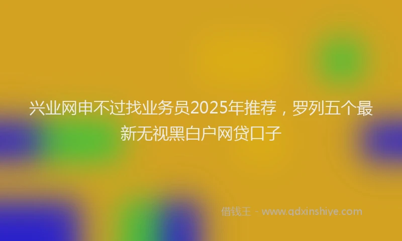 兴业网申不过找业务员2025年推荐,罗列五个最新无视黑白户网贷口子