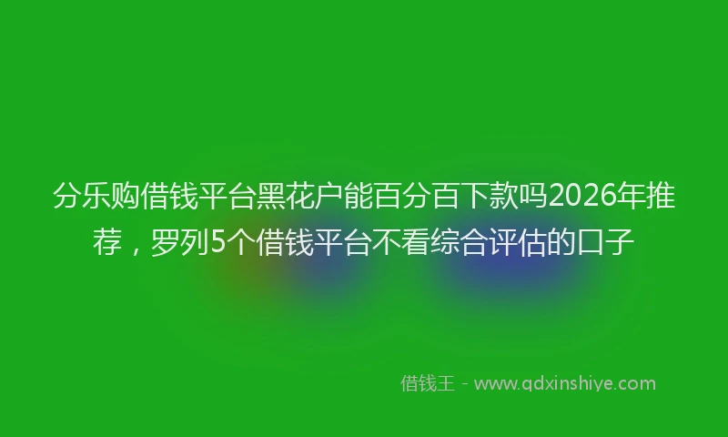 分乐购借钱平台黑花户能百分百下款吗2026年推荐，罗列5个借钱平台不看综合评估的口子