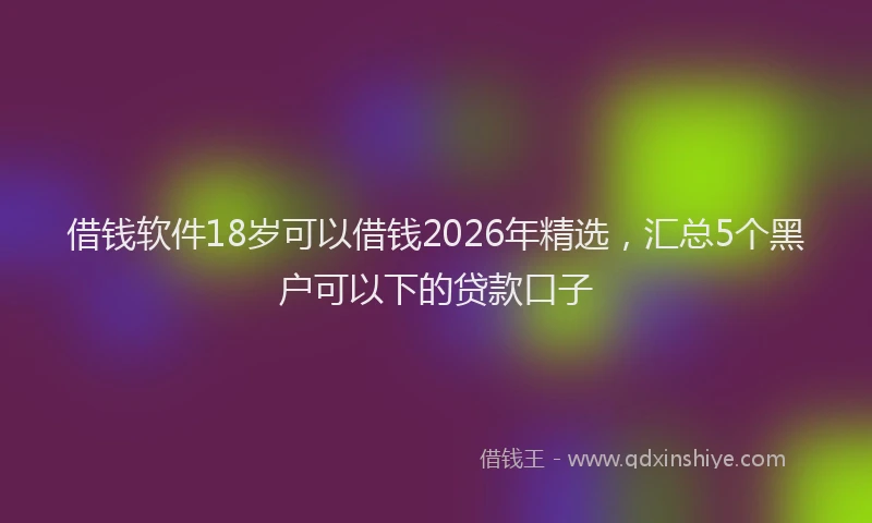 借钱软件18岁可以借钱2026年精选，汇总5个黑户可以下的贷款口子