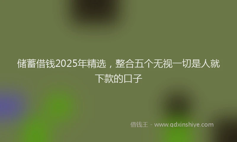 储蓄借钱2025年精选，整合五个无视一切是人就下款的口子