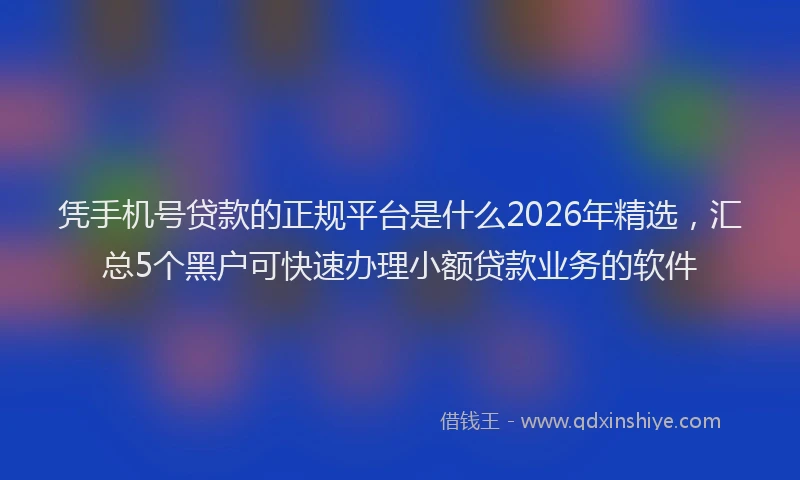 凭手机号贷款的正规平台是什么2026年精选，汇总5个黑户可快速办理小额贷款业务的软件