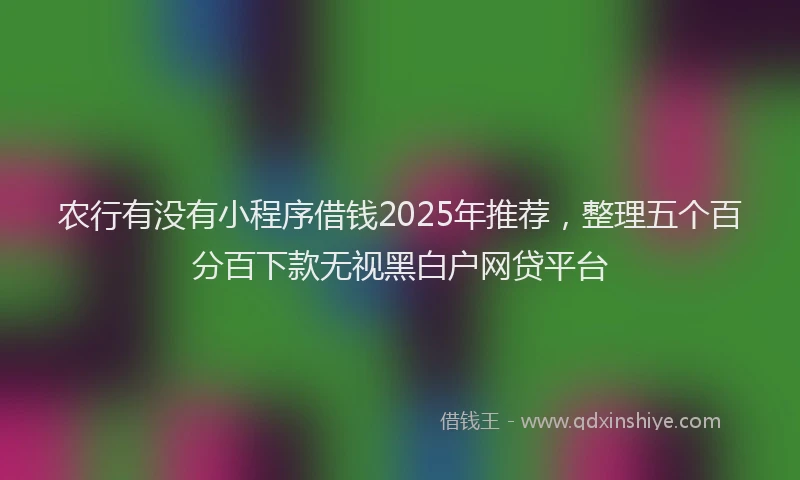 农行有没有小程序借钱2025年推荐，整理五个百分百下款无视黑白户网贷平台