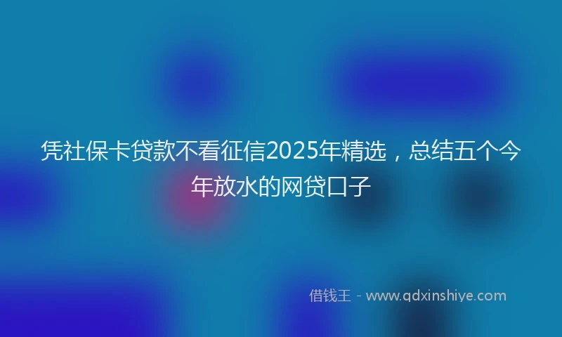 凭社保卡贷款不看征信2025年精选，总结五个今年放水的网贷口子
