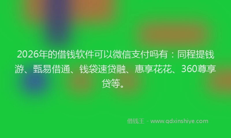 2026年的借钱软件可以微信支付吗有：同程提钱游、甄易借通、钱袋速贷融、惠享花花、360尊享贷等。