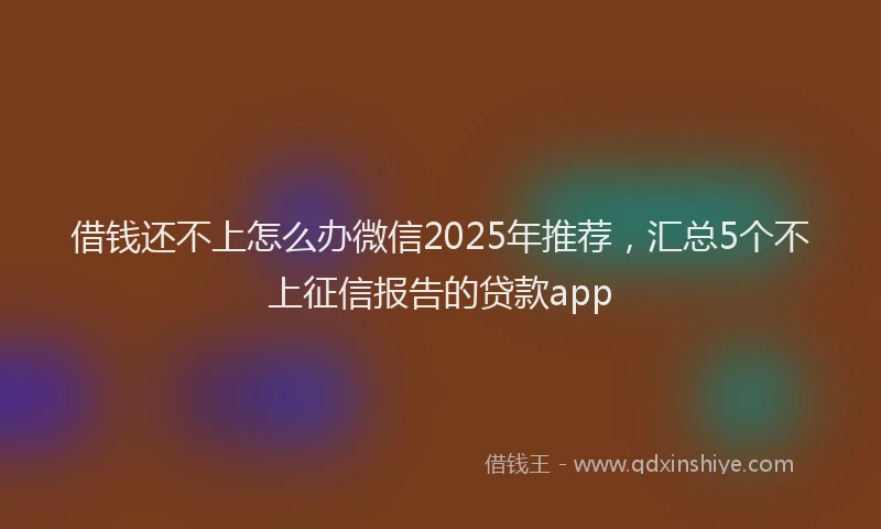 借钱还不上怎么办微信2025年推荐，汇总5个不上征信报告的贷款app